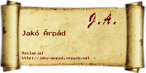 Jakó Árpád névjegykártya